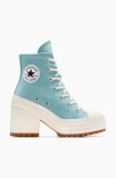 Converse tenisi Chuck 70 De Luxe Heel Platform culoarea turcoaz, A08279C