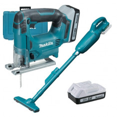 Set Makita, fierastrau pendular JV183DWE + aspirator CL183DZ + 2 acumulatorI de 1,5Ah + incarcator foto