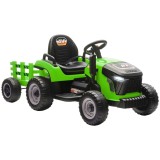 AIYAPLAY Tractor Electric 2 &icirc;n 1 pentru Copii 3-8 Ani 12V cu Remorcă Detașabilă, Mașină Electrică pentru Copii cu Telecomandă, Centură de Siguranță, M
