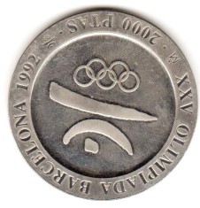 Spania 2000 Pesetas 1990 Juan Carlos I Barcelona 1992 logo