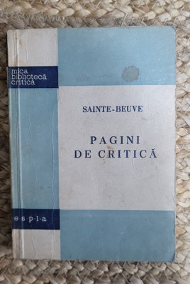 PAGINI DE CRITICA .SAINTE-BEUVE , FORMAT MIC foto