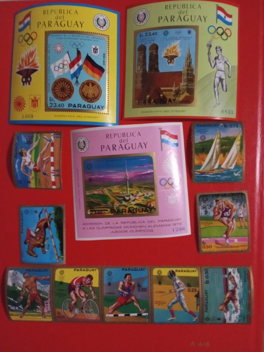 PARAGUAY, SPORT MUNICH - COLIȚE + SERIE COMPLETĂ MNH