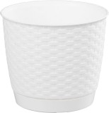 Ghiveci rotund Prosperplast Ratolla 19 cm, alb, cu farfurie inclusa
