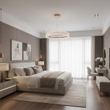 Lustra LED Cristal cu telecomanda, 49W, Lumina Calda/Neutra/Rece, &Phi;40 cm, Inaltime Reglabila, Metal si Cristal, Auriu
