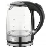 Fierbator electric, fabricat din sticla borosilicata, otel inoxidabil, iluminare din spate cu LED, capacitate 1,7 litri, 1800 W, Klausberg