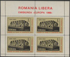 1969 Romania Exil - Bloc EUROPA dantelat, rezistenta anticomunista foto