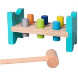 Jucarie Onteractiva din lemn Banc de Lucru si Ciocan 6 piese multicolor