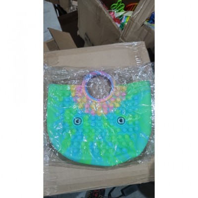 Jucarie Antistres din silicon Flippy, Pop It Now And Flip It, Geanta mare, 28 cm, Multicolor Turcoaz foto