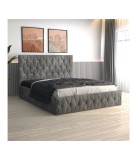 Pat Tapitat Eric Gri + Saltea Lux Ortopedica 140x200cm