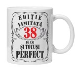 Cana alba personalizata &quot;editie limitata&quot;, 38 ani, INOVATIX&reg;. 330ml