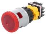 Comutator de siguranță cu LED roșu 24V 30mm 2NC