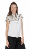 Bluza alba cu maneca scurta si guler tip camasa, 36, 38, 40, 42, 44, Alb