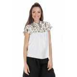 Bluza alba cu maneca scurta si guler tip camasa