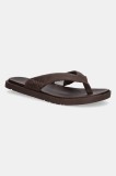 UGG slapi de piele Seaside II Flip barbati, culoarea maro, 1166610-LUG