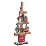 Decoratiune Craciun Brad Lemn, Baza Rosie, 13x26cm, Oem
