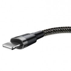Baseus Lightning Cafule Cablu de date și încărcare pentru iPhone 2.4A 1m gri negru (CALKLF-BG1)