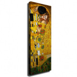 Pictură decorativă Wallxpert 265VGA1110, Sărutul de Gustav Klimt, 30x80 cm, auriu