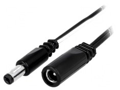 Cablu DC 5,5/2,1 mm2 cu mufă și soclu drept negru 2x0,5mm2