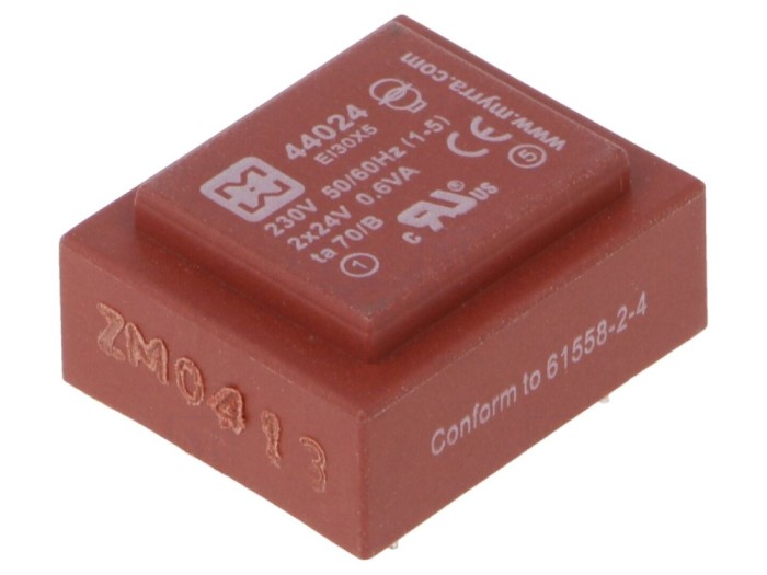 Transformator PCB 230V AC la 24V, 0,6VA