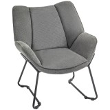 HOMCOM Fotoliu Tapițat cu Brațe &Icirc;nclinate, Fotoliu din Material Textil Aspect de In și Oțel, 71,5x67x79 cm, Gri | Aosom Romania