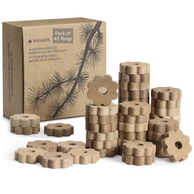 Set 45 Inele Navaris, design floare, protectie haine, lemn cedru, NAV0000101Q003C foto