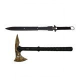 Cumpara ieftin Set Vanatoare: Topor 39cm + Sabie Otel 68.5cm, Teaca Inclusa, Desert Camo, IdeallStore, Cutit Durabil