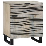 vidaXL Noptiere cu Sertar Alb-Negru 50x33x60cm Lemn Mango Masiv, Noptiera Dormitor, Masa Noptiera, Depozitare, Asamblare Necesara