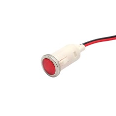 Indicator LED snap de panou din plastic, 12.5mm, 2 fire 20cm, rosu, 12-24V DC, IP65, FL1P-12.5QW-2-RED