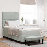 VidaXL Pat cu arcuri cu saltea Gri deschis 90 x 190 cm Catifea