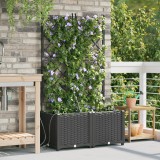 VidaXL Jardiniere cu sistem de irigare a apei 2 buc Negru