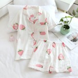 Cumpara ieftin Pijama dama "Strawberry" din doua piese, PJ016, Alb