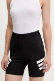 Adidas pantaloni scurți Future Icons 3-Stripes culoarea negru, cu imprimeu, high waist, JE0164