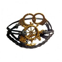 Bratara din piele ecologica, Navigator, Negru, BR61