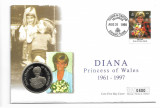 1998 - DIANA 1961-1997 - Coin First Day Cover - Turks &amp; Caicos Islands 5 CROWNS, Europa
