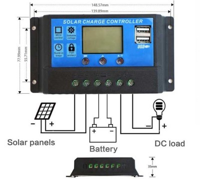 Controler solar PWM 12 24V 30A mini dual USB foto