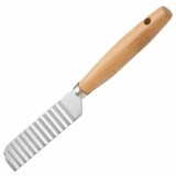 Cutit ondulat Pufo cu maner din lemn pentru feliat cascaval, cartofi si legume, inox, 26 cm