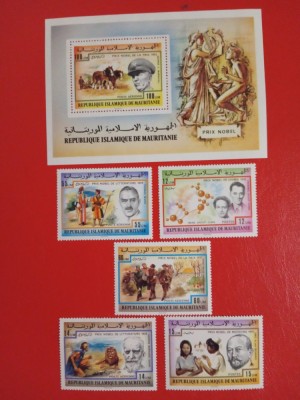 MAURITANIA, PREMIAȚI NOBEL - COLIȚĂ + SERIE COMPLETĂ MNH foto