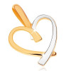 Pandantiv &icirc;n două culori din aur 9K - contur de inimă asimetrică