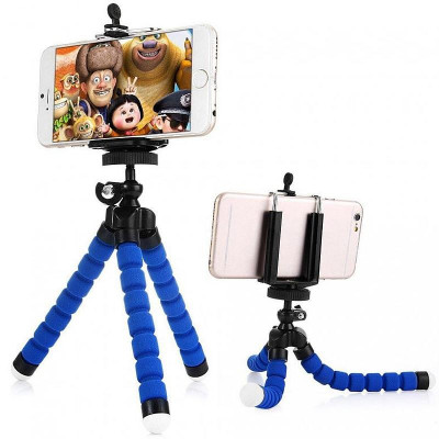 Suport Mini Trepied Flexibil Multifunctional pentru Telefon sau Camera Video, Albastru foto