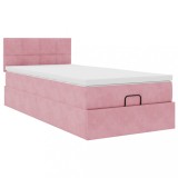 Cumpara ieftin Cadru de pat otoman cu saltea roz 100x200cm catifea