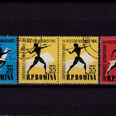 RO 1957 , LP 439 ,"Campionatele Int. de Atletism"-serie pereche stampilata
