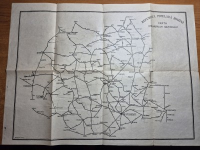 harta drumurilor nationale republica populara romana - anii &amp;#039;50 - &amp;#039;60 - 47/35 cm foto