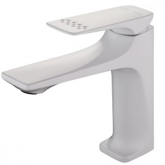 Baterie Lavoar BiXXBi Bath X, Cupru, Aerator Newport, Cartus Ceramic, Premium, Design Modern, Alb