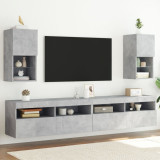 VidaXL Comode TV cu lumini LED, 2 buc., gri beton, 30,5x30x60 cm