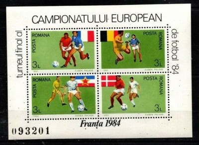 Romania 1984 UEFA Football perf. sheet Mi.B205 MNH DF.009 foto