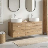 Cumpara ieftin Set dulap baie 3 buc. Stejar Artizanal 129 x 44,5 x 82 cm