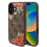Husa pentru iphone 16 - guess hardcase 4g flower print magsafe - brown