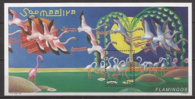 SOMALIA 1998 FAUNA PASARI FLAMINGO ( colita dt.) MNH foto