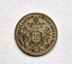 Austria 10 Kreuzers 1869 moneda argint km # 2206 AG. 400 Francis Joseph I