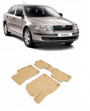 Cumpara ieftin Set covorase cauciuc stil tavita BEJ Skoda Octavia II 2004 - 2013